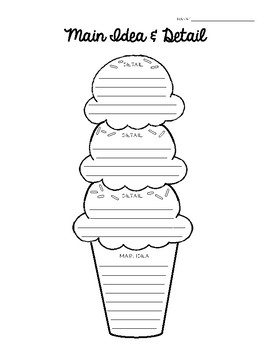 Preview of Main Idea & Detail Ice Cream Graphic Organizer