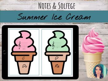 Preview of Ice Cream Matching Game | Treble Clef & Solfege Note for Music Centers & Sub Tub