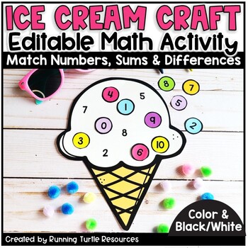 Preview of Ice Cream Math Craft l Number Matching