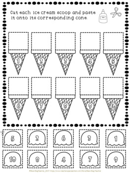 ice cream math number practice 1 10 by bean bag