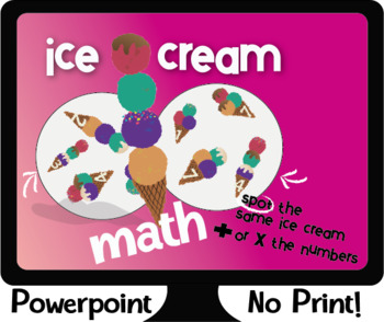 Preview of Ice Cream Math Spot No Print Interactive Powerpoint (addition or multiplication)