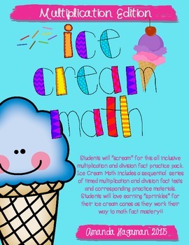 Preview of Ice Cream Math Timed Multiplication Drills