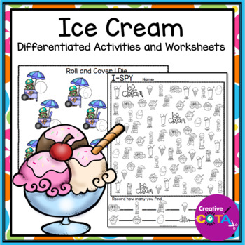 Preview of Occupational Therapy Ice Cream Literacy Math & Writing Worksheets & Activities