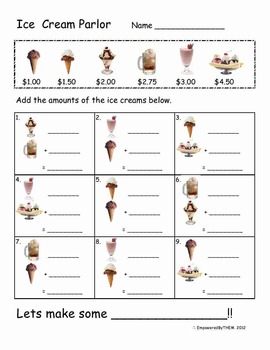 Preview of Ice Cream Money Math