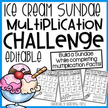 Preview of Ice Cream Multiplication Challenge {EDITABLE}