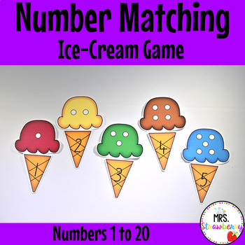 Preview of Ice Cream Number Match Game 1 to 20