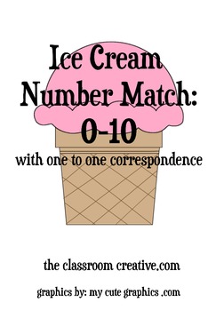 Preview of FREE Ice Cream Number Match File Folder Game