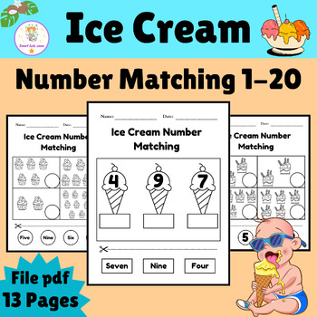 Ice Cream Supreme! Number set & wor math Centers File Folder Games