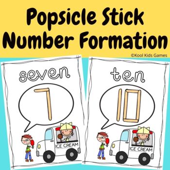 Preview of Ice Cream Popsicle Stick Number Formation Cards