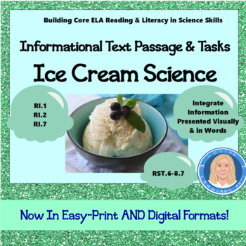 Preview of Ice Cream Science Informational Text Passage - Practice Science Literacy in ELA