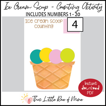 Preview of Ice Cream Scoop - Counting Mat - numbers 1-20 - Summer - printable - math