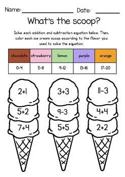 🍦 FREE Printable Ice Cream Scoops Math Game