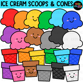 Ice Cream Scoops and Cones Clipart - Rainbow Matching Pairs