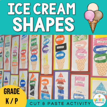 Preview of 2D Shapes Worksheet - Ice-Cream Shapes FREE Activities for Kindergarten