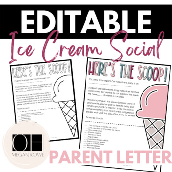Preview of Ice Cream Social | Valentine's Party Parent Letter |  Classroom Party