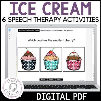Preview of Ice Cream Speech Therapy Activities for Language Articulation Mixed Groups