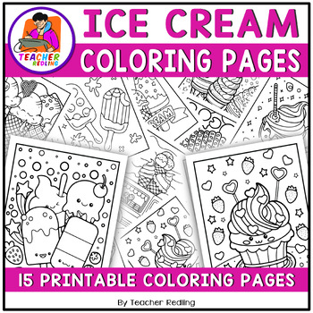 Preview of Ice Cream Summer Coloring Pages for Preschool/Pre-K | Summer Coloring Sheets