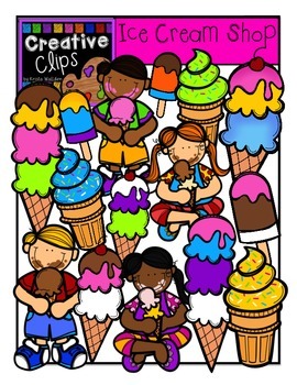 Preview of Ice Cream Summer Kids Clipart {Popsicles and Ice Cream Cones}