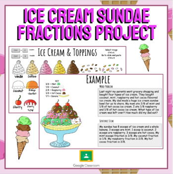 Preview of Ice Cream Sundae Fractions Project | Digital