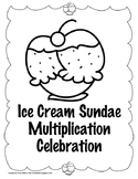 Ice Cream Sundae Multiplication Celebration Black and White