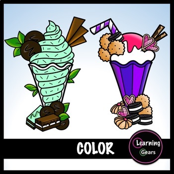 Ice Cream Clipart Black White Color Glitter By Learning Gears