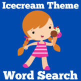 Ice Cream Theme Day | Word Search Worksheet Activity Kinde