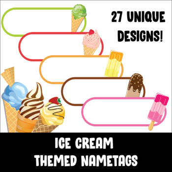 Ice Cream Themed Name Tags by Resource Ninja | Teachers Pay Teachers