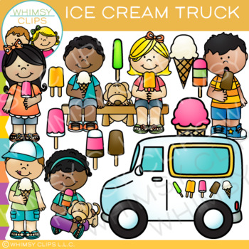 Preview of Summer Kids Ice Cream Truck Clip Art