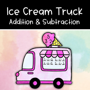Preview of Ice Cream Truck Fact Families Math Craft | Summer Addition & Subtraction