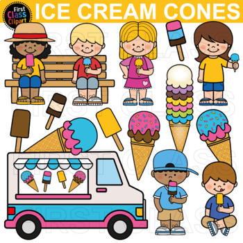 Preview of Ice Cream Truck and ice cream kids clip art