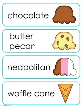 ice cream vocabulary cards and spelling practice by erin holleran