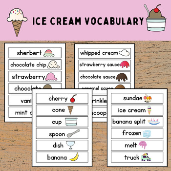 Preview of Ice Cream Vocabulary Words-Writing Center/Word Wall/ Summer