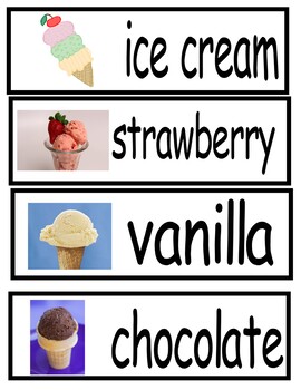 Preview of Ice Cream Word Wall Words