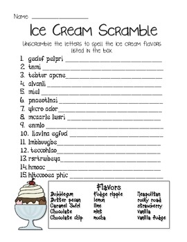 Ice Cream Worksheets by Juli Roach | Teachers Pay Teachers