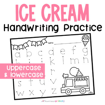 Preview of Ice Cream Coloring Page + Alphabet Tracing, Summer Review Alphabet Tracing