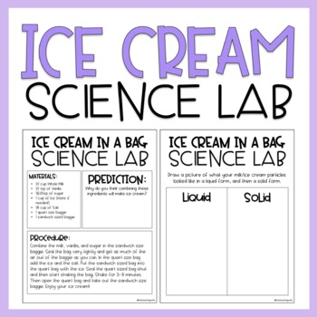 Preview of Ice Cream in a Bag Science Lab | States of Matter