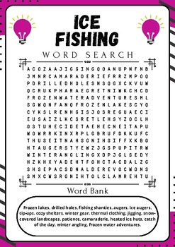 Ice Fishing : Word Search - Engaging Printable Puzzle