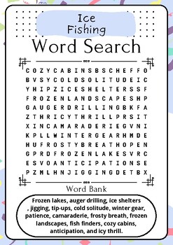 Ice Fishing : Word Search Puzzle Activity Sheet Printable by LAWY Center
