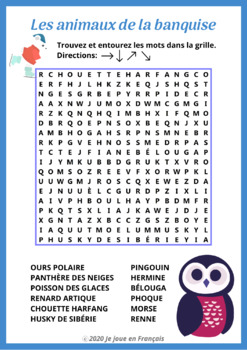 Les Animaux Word Search Teaching Resources | TPT