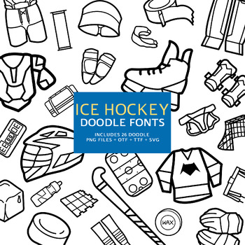 Preview of Ice Hockey Doodle Fonts, Instant File otf, ttf Font Download