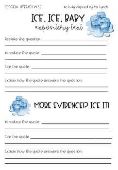 Preview of Ice, Ice, Baby! Expository Text Graphic Organizer and Checklist for Success!