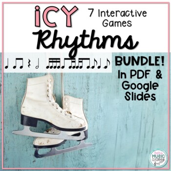 Preview of Ice Skating Rhythms, Winter Music Activity BUNDLE, Google Slides & PDF - 7 GAMES