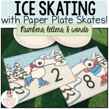 Preview of Ice Skating with Paper Plates - Letter, Number, & Word Practice