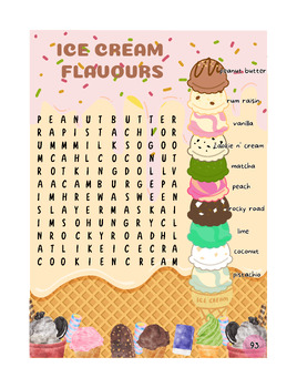 Preview of Ice-cream Flavors - Word Search Puzzles