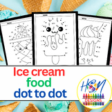 Summer connect the dots & Color, Ice cream food dot to dot