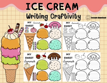 Preview of Ice cream writing craft |End of Year | summer craft|Summer plans|Bulletin Board