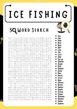 Ice fishing Word Search Puzzle Worksheet Activities Brain Games