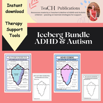 Preview of Autism and ADHD Icebergs - signs and symptoms - visible and invisible