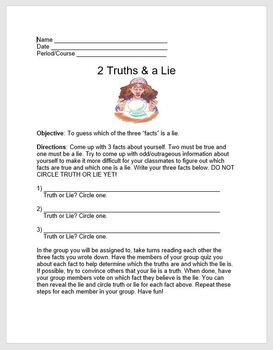 Preview of Icebreaker Activity- 2 Truths & a Lie