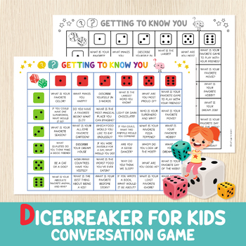 Preview of Icebreaker Game, Dicebreaker Questions, Get To Know You, Conversation Starters
